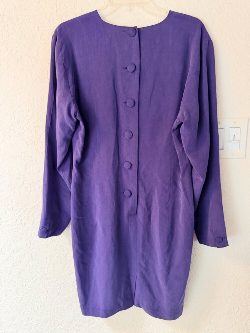 Vintage 80s Ossanti Purple 100% Silk Dress Statement Buttons